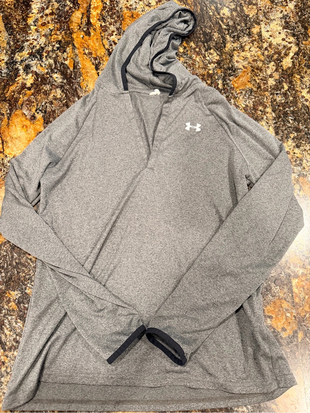 Under Armour Heather Gray Hooded Long-Sleeve Pullover